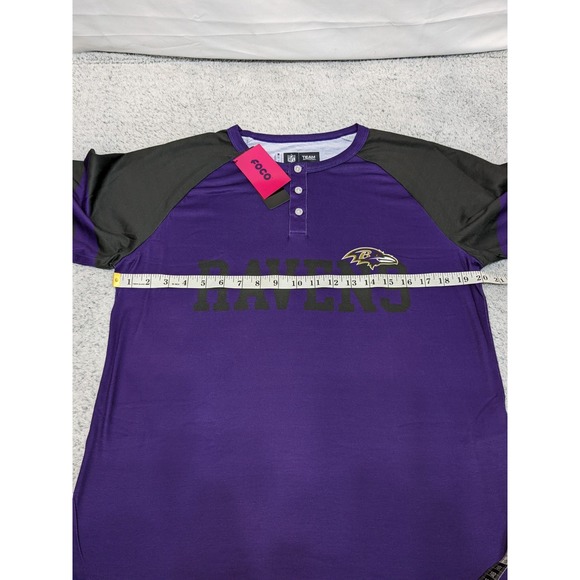 FOCO Baltimore Ravens Henley Shirt NFL Team Apparel Mens Medium Purple Black NWT - Picture 8 of 13